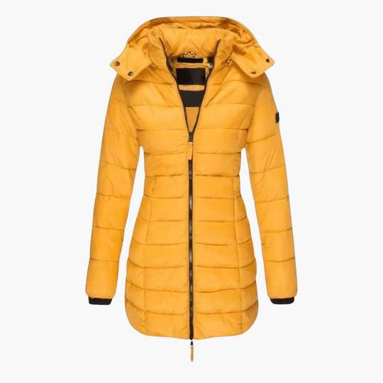 Women’s Hooded Quilted Puffer Coat with Detachable Hood and Tailored Fit
