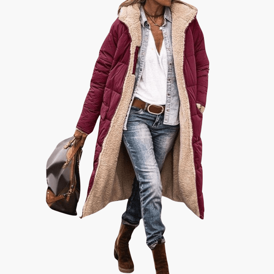 Women’s Winter Coat with Reversible Design and Padded Inner Layer