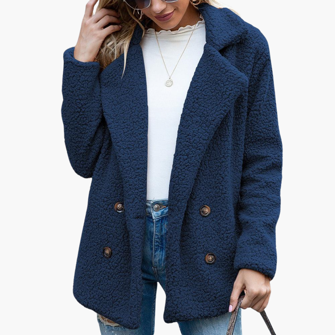 Women’s Oversized Faux Fur Jacket with Lapel Collar and Relaxed Fit