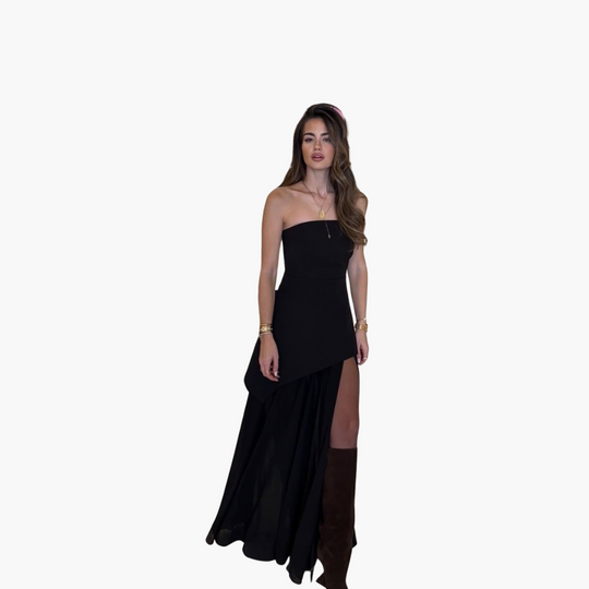 Women’s Evening Dress with Sheer Skirt and Overlay