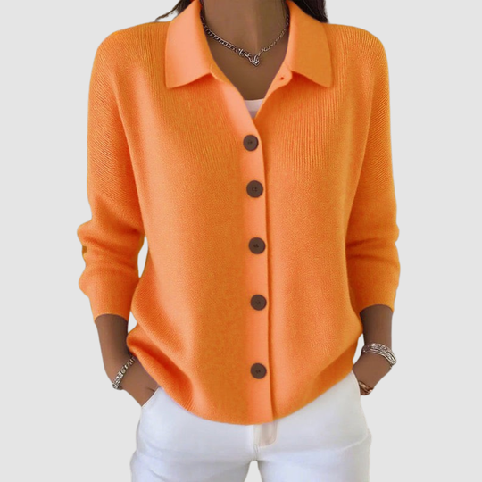 Women's Knit Cardigan with Button-Up Closure and Relaxed Fit