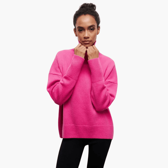 Women's Ribbed Turtleneck Jumper with Long Sleeves and Fitted Silhouette