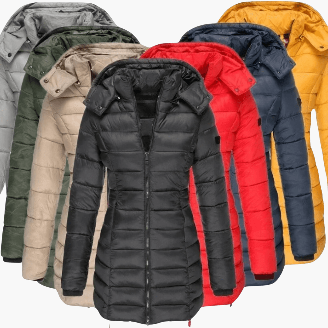 Women’s Hooded Quilted Puffer Coat with Detachable Hood and Tailored Fit