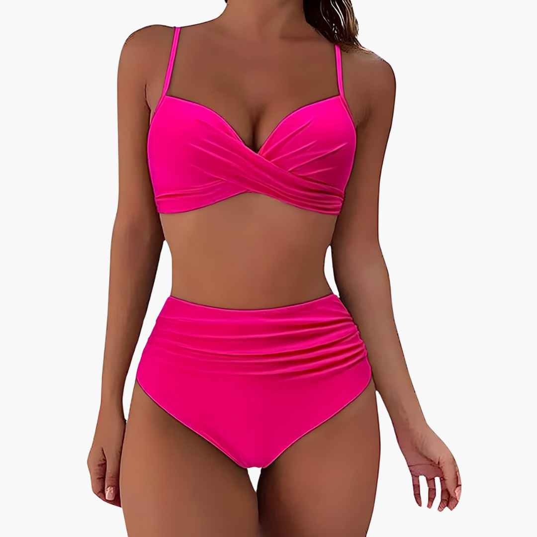 Women’s Bikini Set with Triangle Top and High-Waisted Bottoms