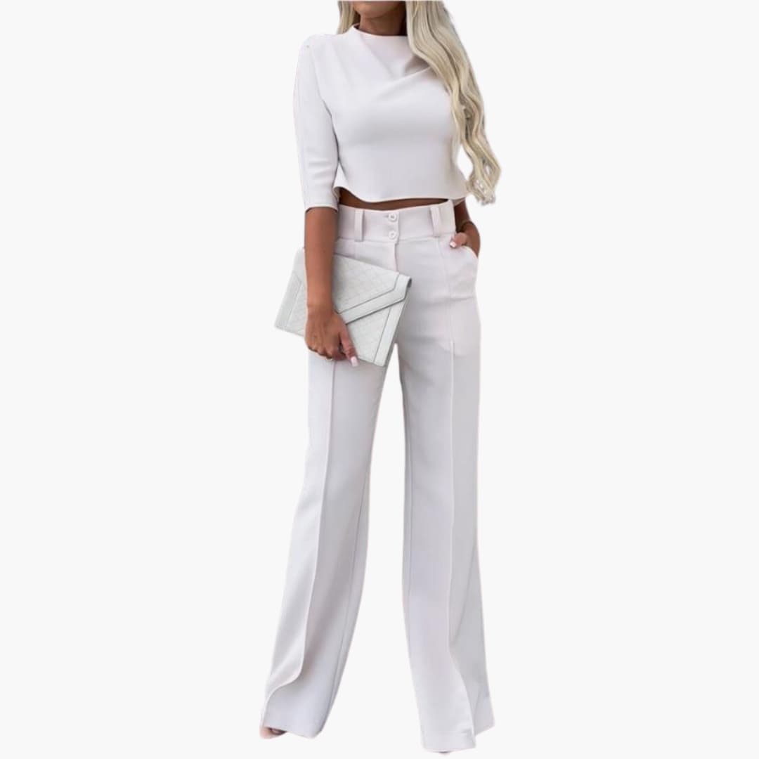 Women’s Two-Piece Set with Cropped Top and Trousers