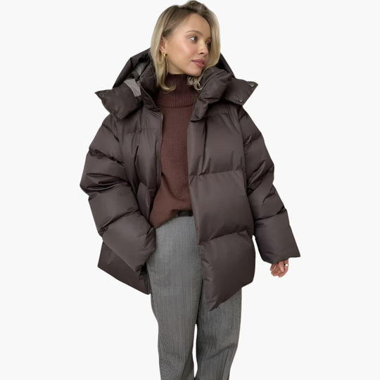 Women’s Puffer Jacket with Oversized Fit and Padded Design