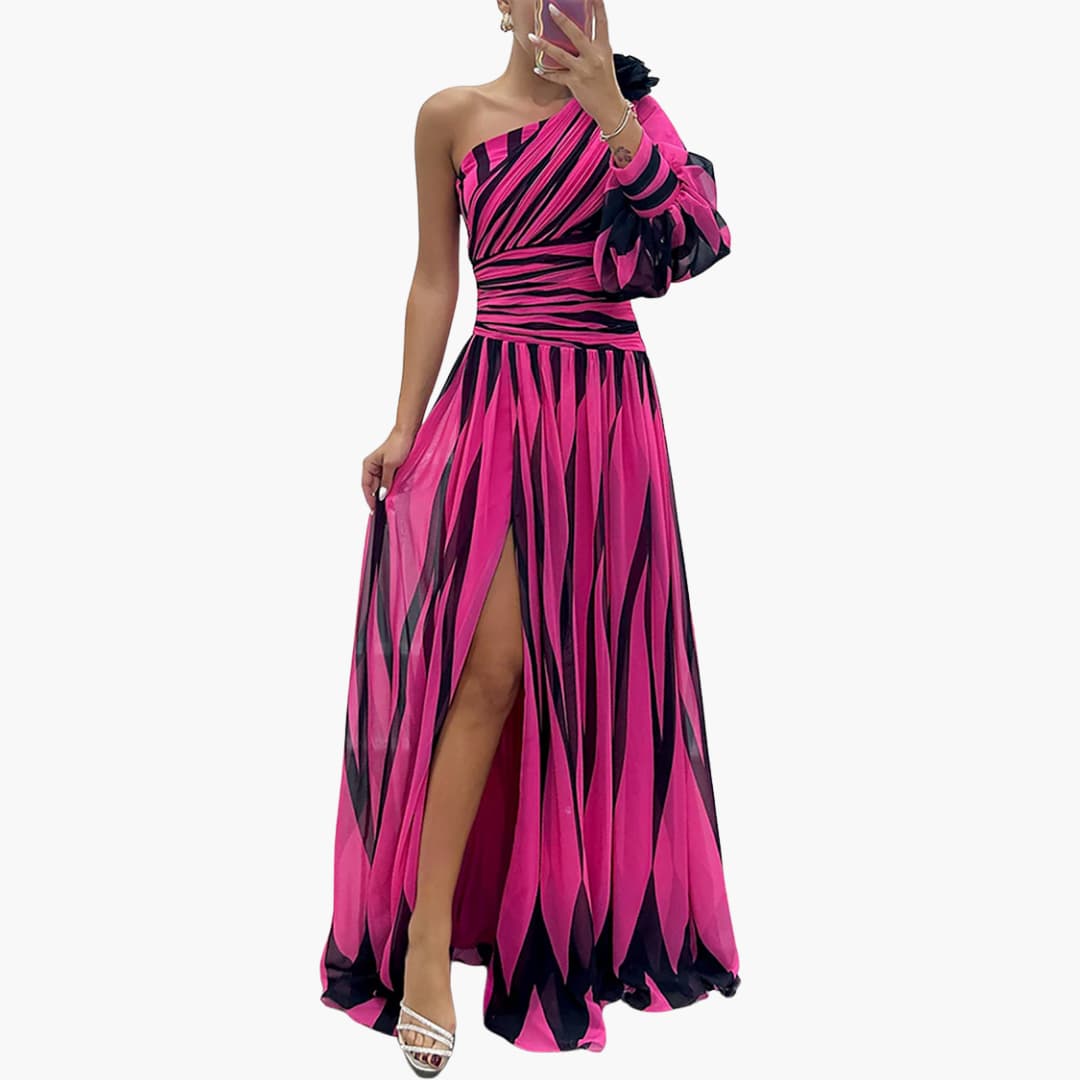 Women’s Maxi Dress with One Shoulder Design and Side Split
