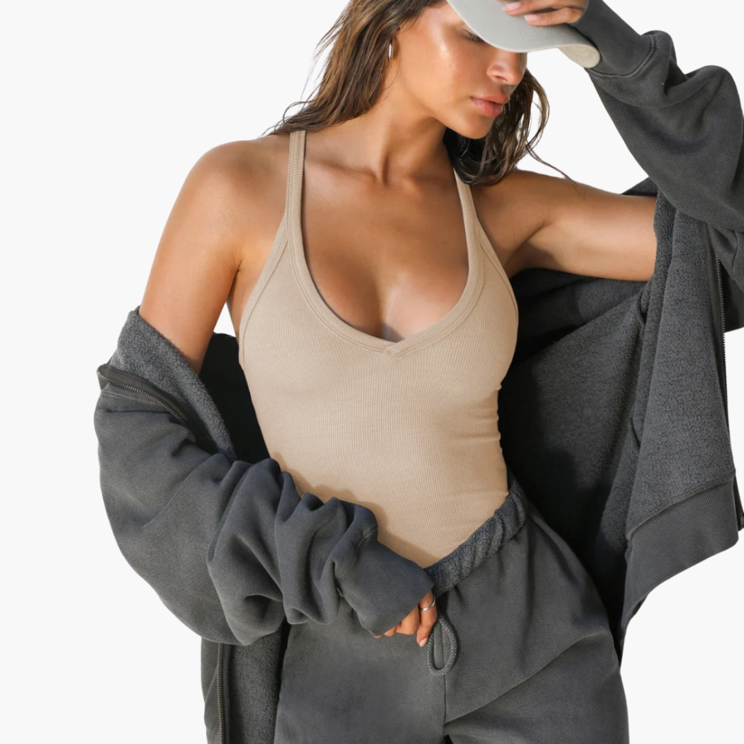 Women’s Sleeveless Top with V-Neck and Stretch Fit