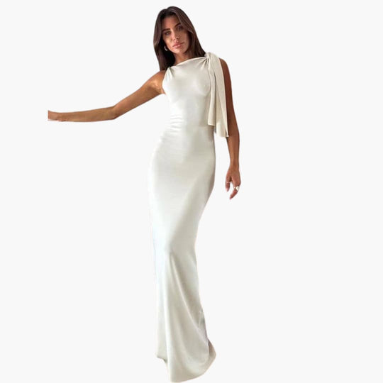 Women’s One-Shoulder Maxi Dress with Knotted Detail