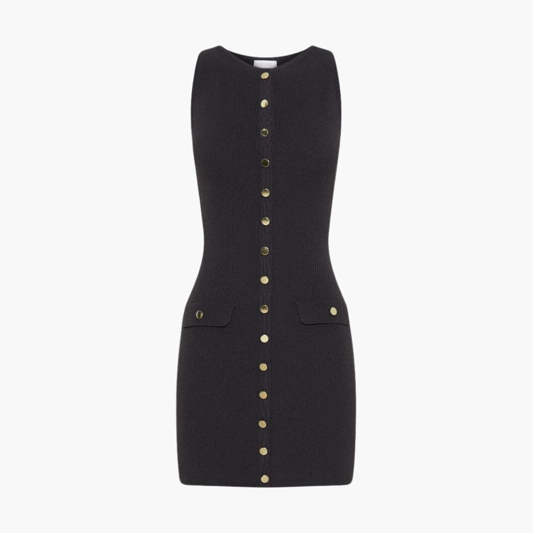 Women's Mini Dress with Button Fastening and Ribbed Texture