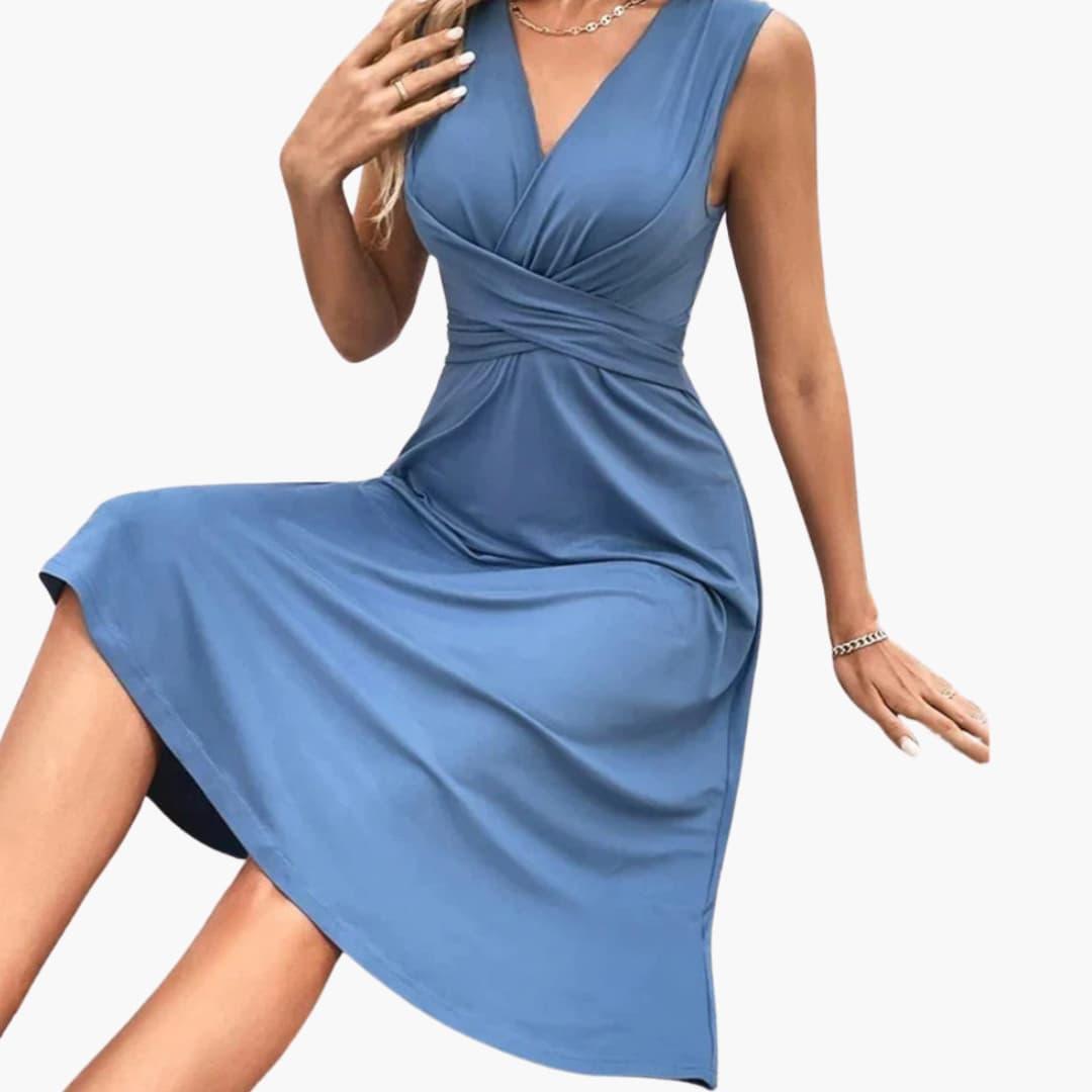 Women's Off-Shoulder Midi Dress with Smocked Waist and Puff Sleeves