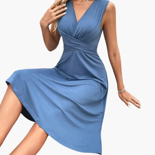 Women's Off-Shoulder Midi Dress with Smocked Waist and Puff Sleeves