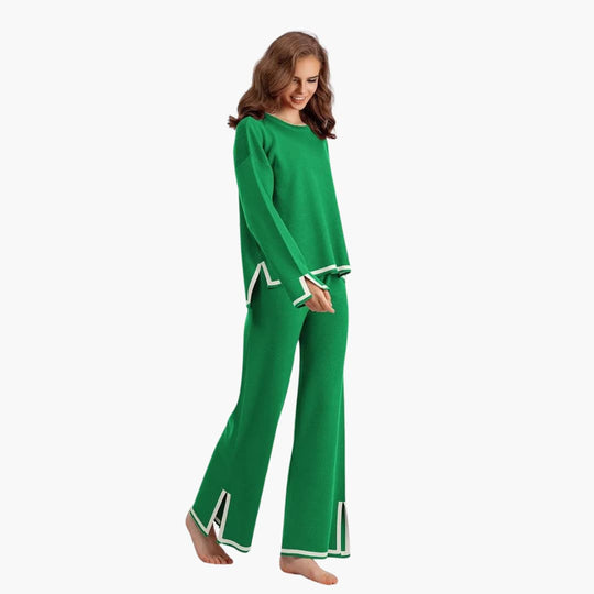 Women’s Two-Piece Set with Long-Sleeve Top and Matching Trousers