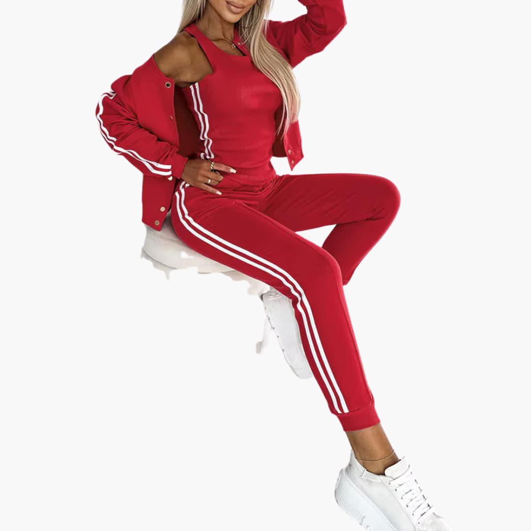 Women’s Three-Piece Set with Tank, Joggers, and Jacket