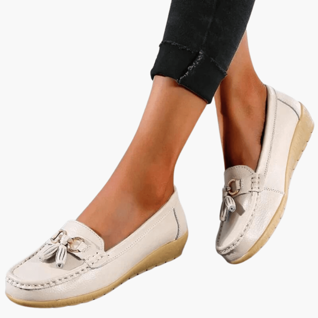 Women’s Slip-On Loafers with Tassel and Buckle Detail