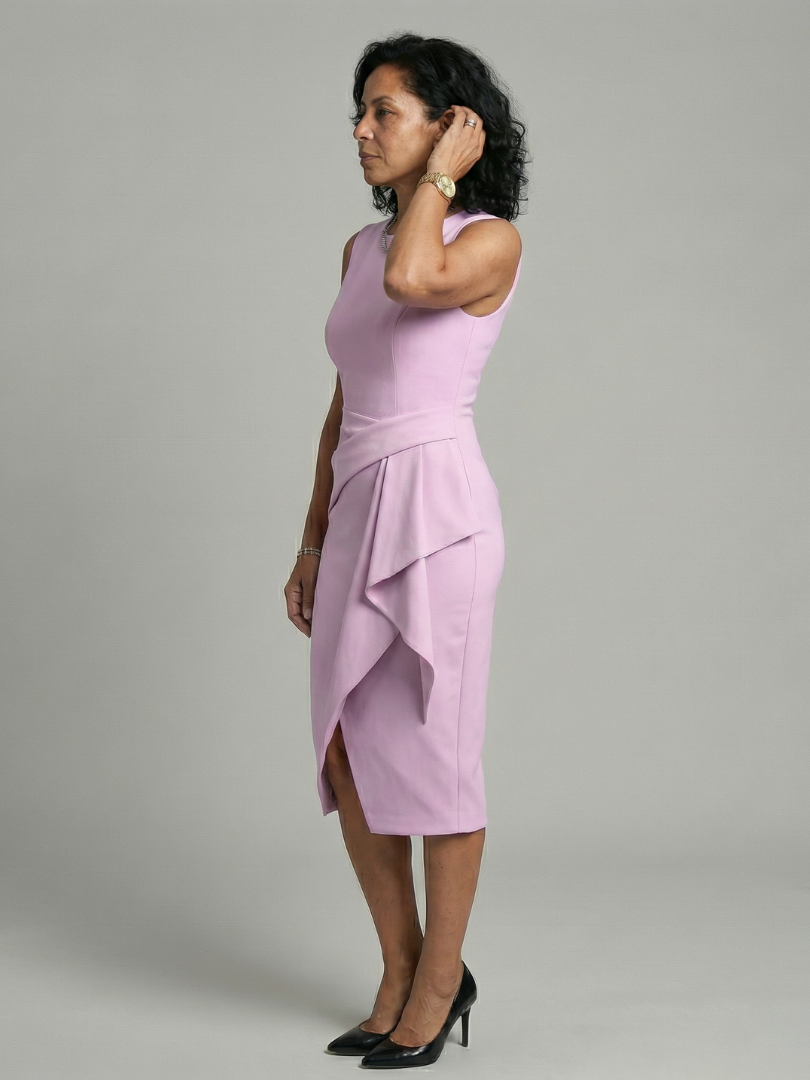 Oriel | Asymmetric Drape Midi Dress