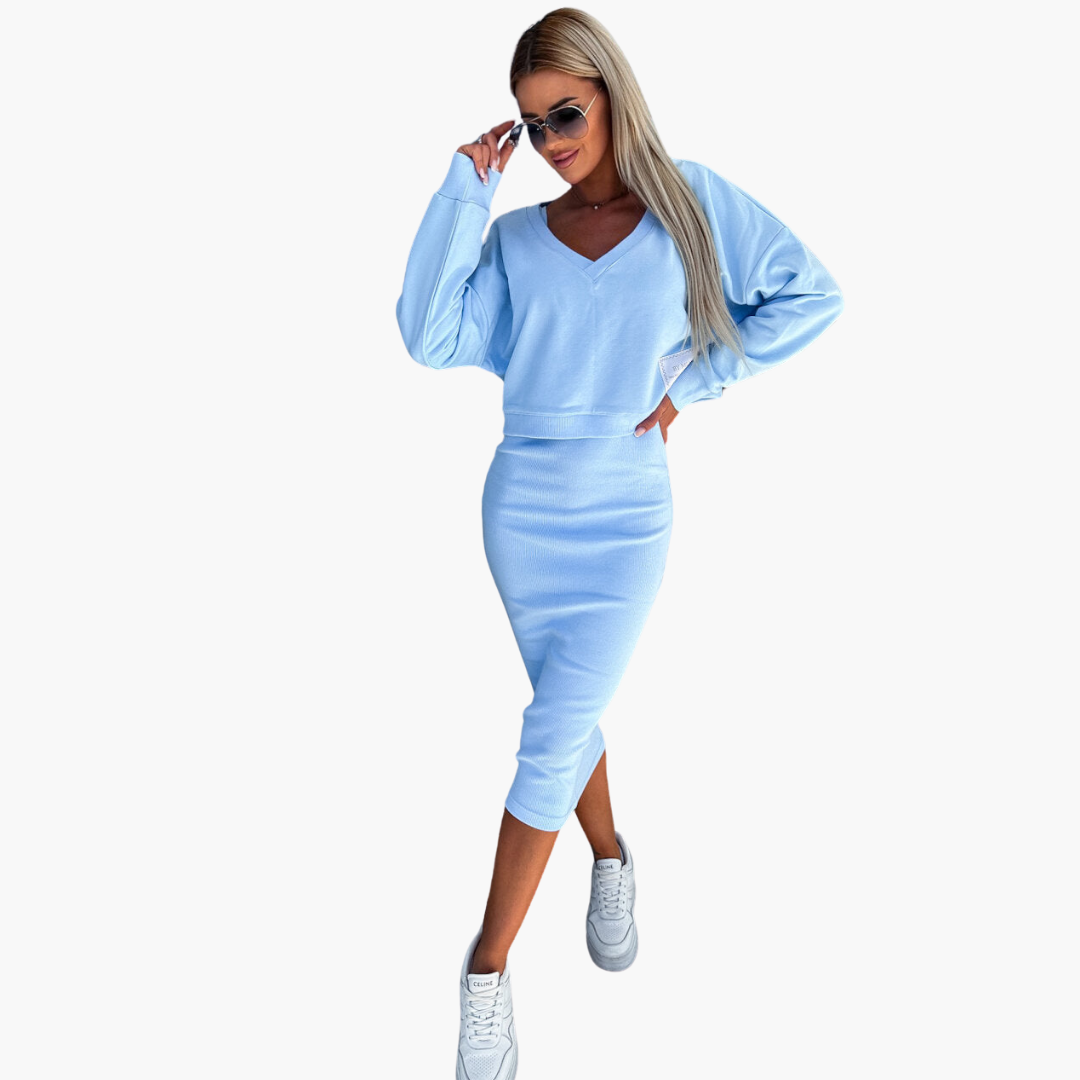 Women’s Two-Piece Sweatshirt and Midi Dress Set