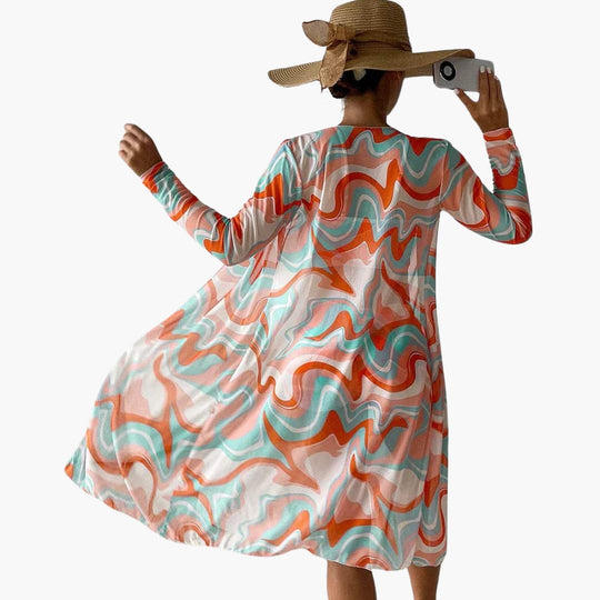 Women’s Beachwear Set with Kimono and High-Waisted Shorts