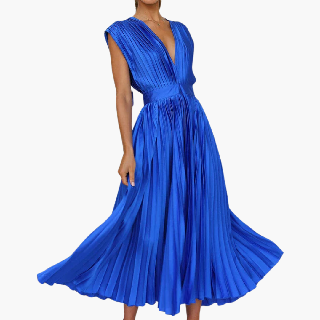 Women’s Midi Dress with Puff Sleeves and Floral Print