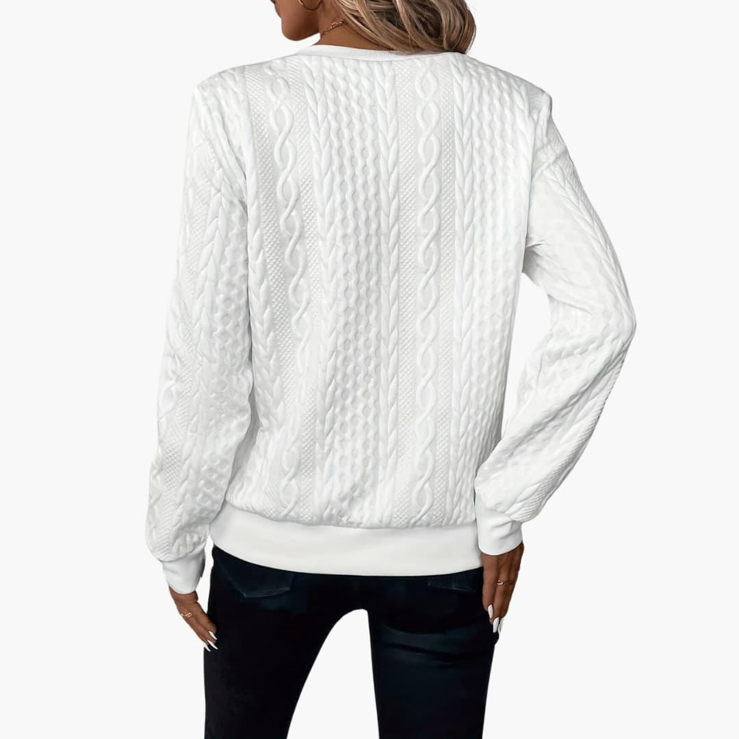 Cable Knit Zip Sweater – Women's Long Sleeve Pullover - Made by Jessica
