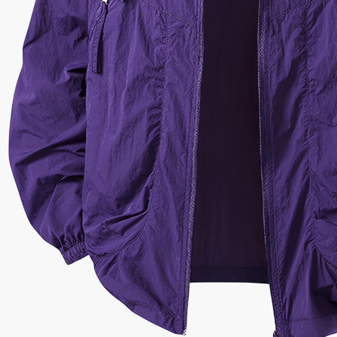 Unisex Windbreaker Jacket with Hood and Zippered Pockets