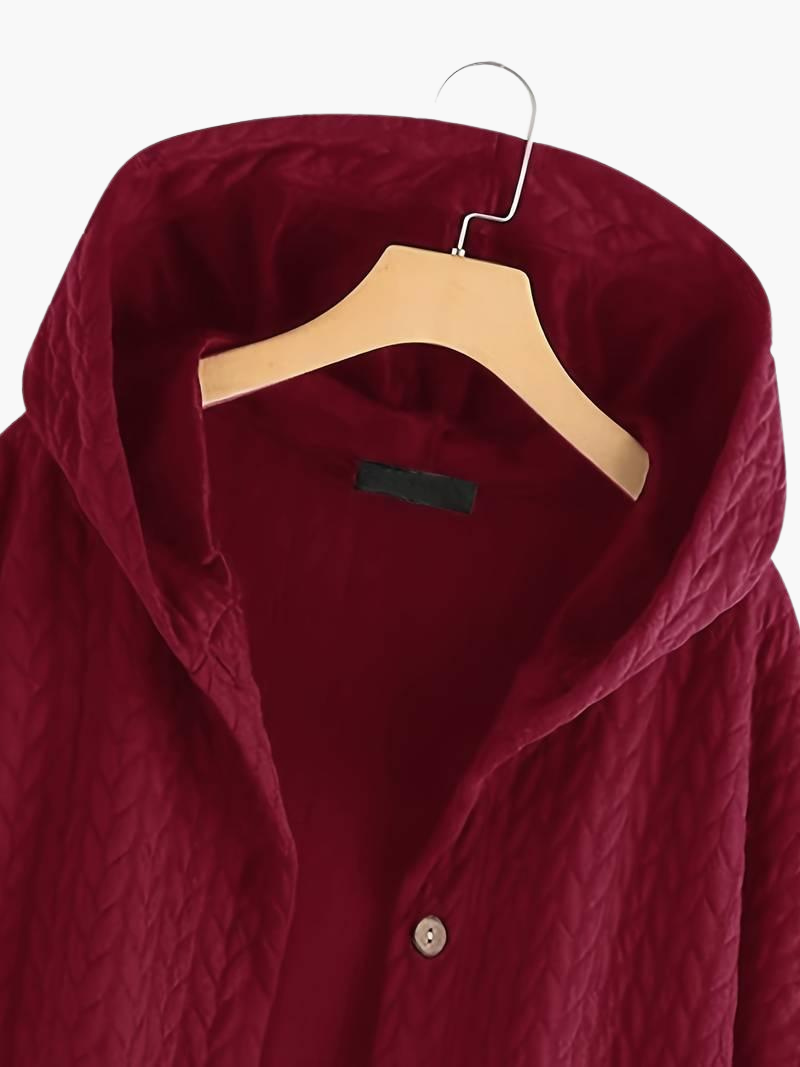 Women’s Hooded Winter Coat with Button-Up Front and Long Length