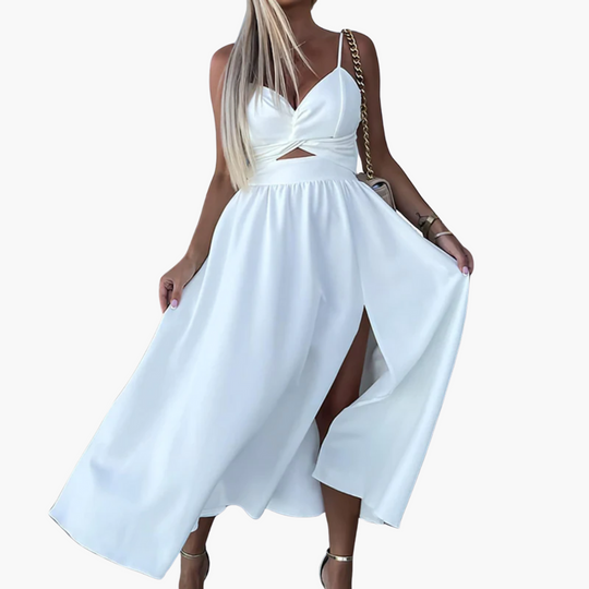 Women’s Midi Dress with Twist Front and Cut-Out