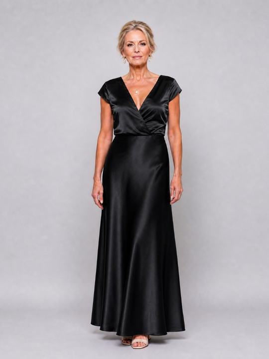 Samouse | Cap Sleeve Wrap Bodice Maxi Dress