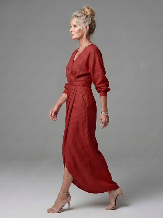 Olympia | Diagonal Drape Maxi Dress