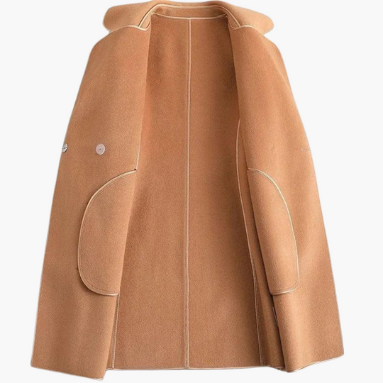 Women’s Double - Breasted Trench Coat with Wool - Blend Wrap and Tailored Fit