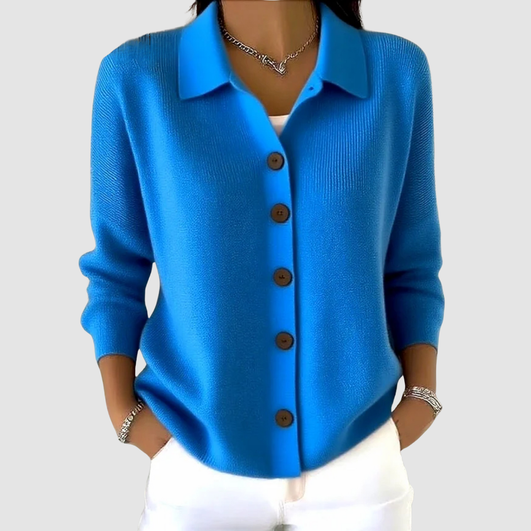 Women's Knit Cardigan with Button-Up Closure and Relaxed Fit