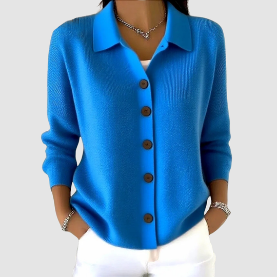 Women's Knit Cardigan with Button-Up Closure and Relaxed Fit