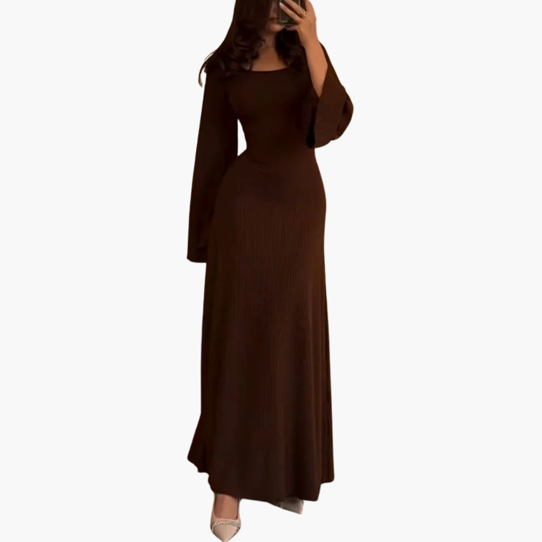 Women's Maxi Dress with Long Sleeves and Flattering Fit