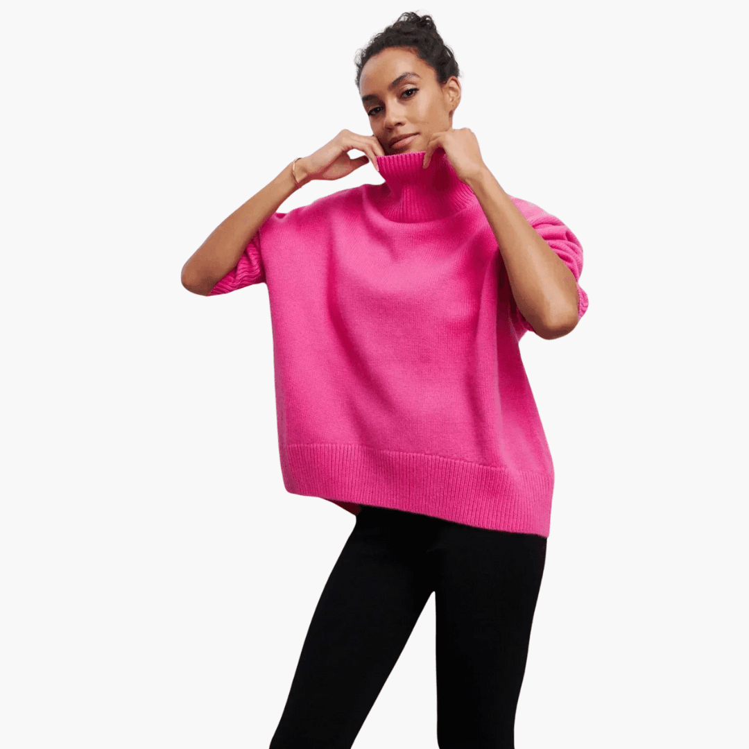 Women's Ribbed Turtleneck Jumper with Long Sleeves and Fitted Silhouette