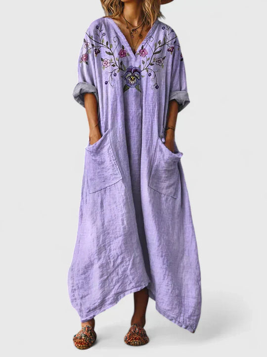 Women's Dress with Relaxed Fit and Subtle Embroidery Detail