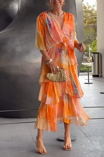 Women's Maxi Dress with Bohemian Print and Flowing Silhouette
