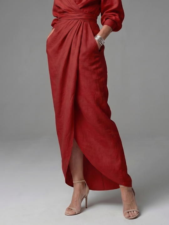 Olympia | Diagonal Drape Maxi Dress