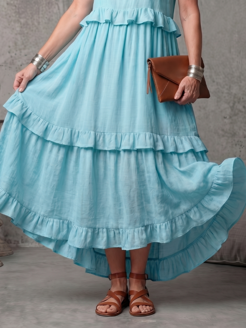 Katia | Tiered Ruffle Halter Maxi Dress