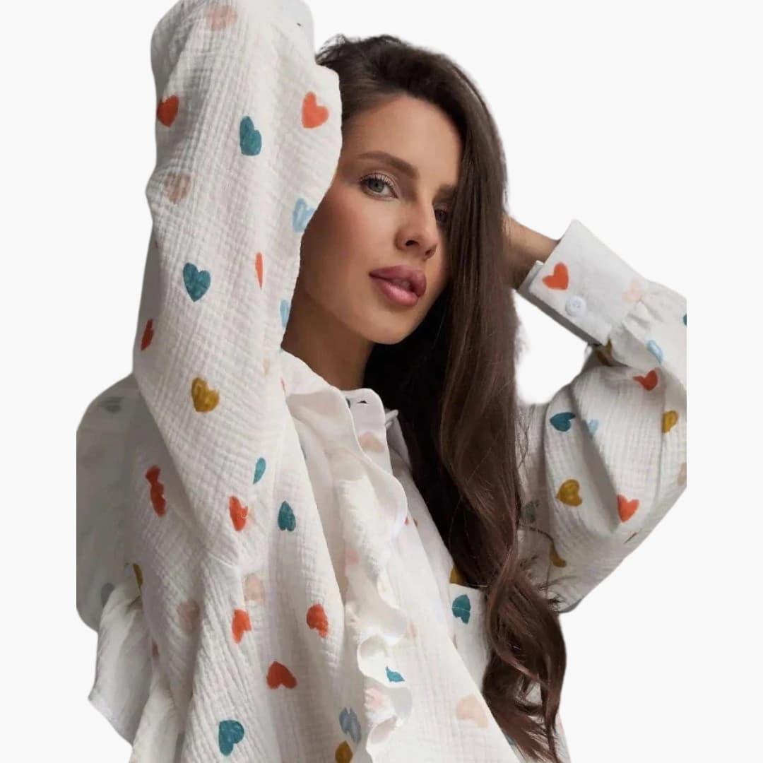 Women's Two-Piece Co-Ord Set with Button-Down Shirt and Shorts