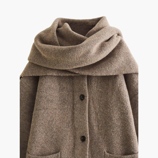 Button-Up Cardigan for Women – Cozy Knit with Matching Scarf - Made by Jessica