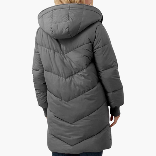 Women’s Hooded Puffer Coat with Fleece Lining and Slim Fit