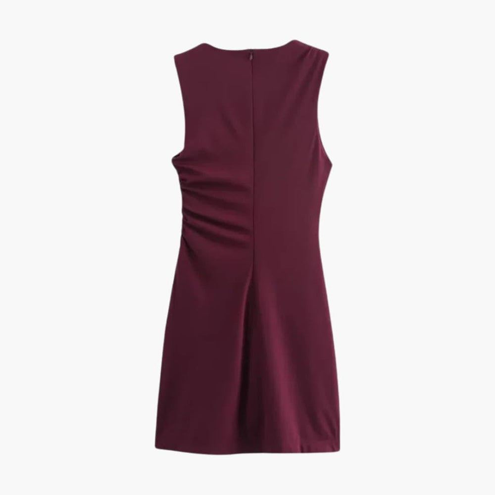 Women's Sleeveless Mini Dress with Draped Design and Bodycon Fit
