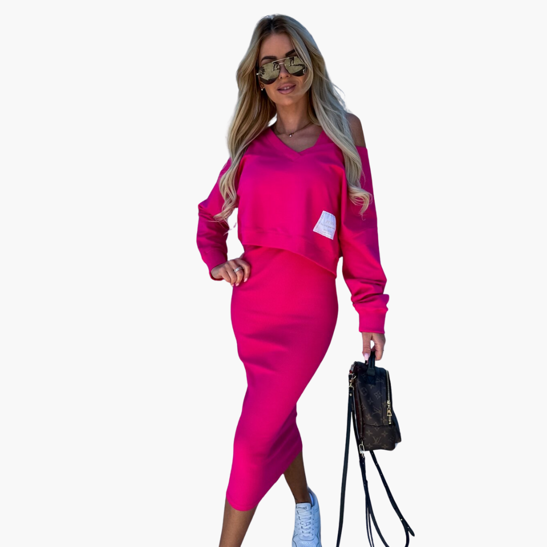 Women’s Two-Piece Sweatshirt and Midi Dress Set