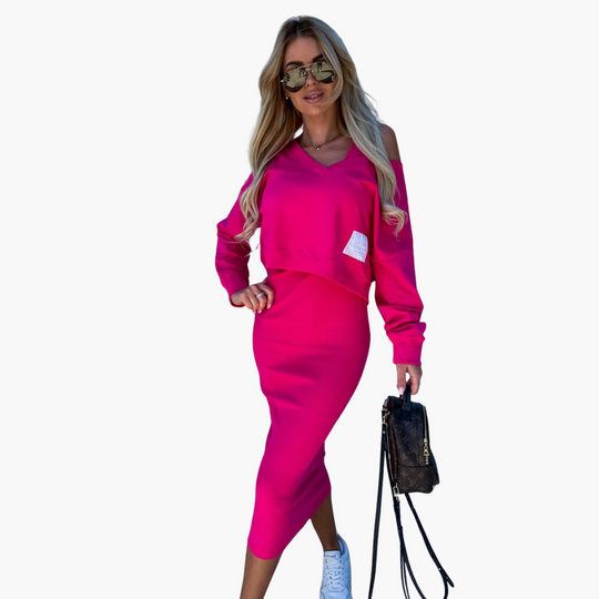 Women’s Two-Piece Sweatshirt and Midi Dress Set