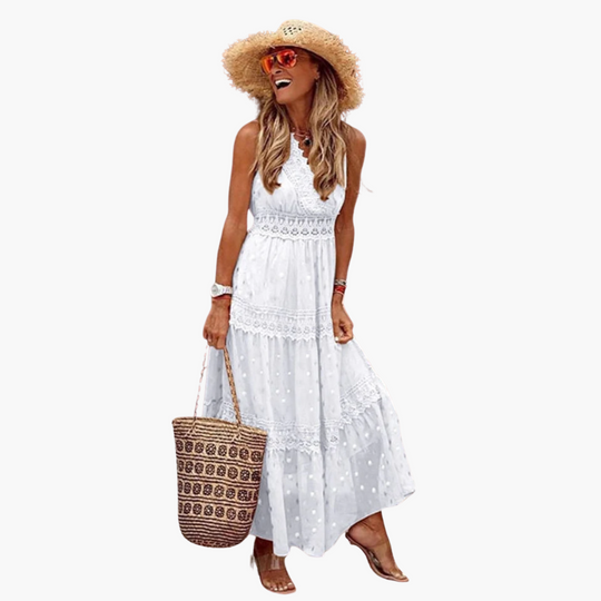 Women’s Maxi Dress with Halter Neck and Boho Prints