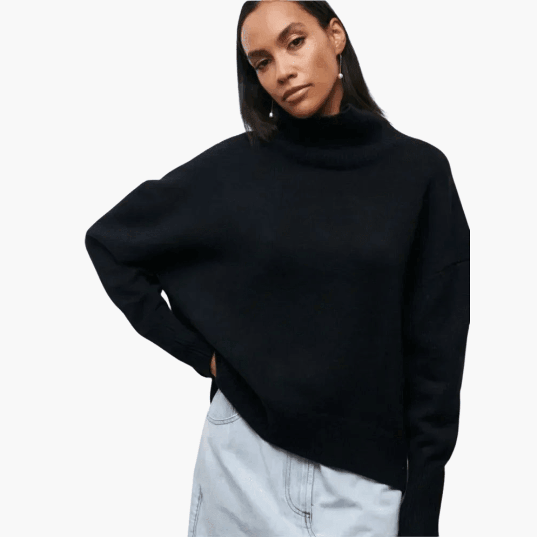 Women's Ribbed Turtleneck Jumper with Long Sleeves and Fitted Silhouette