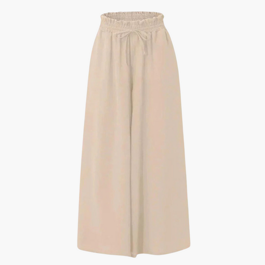 Women’s Wide-Leg Trousers with High Waist and Elastic Waistband