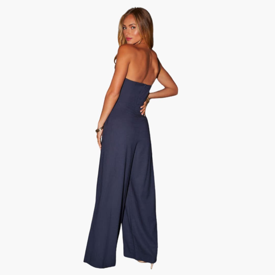 Women’s Straight-Leg Jumpsuit with Plain Woven Finish