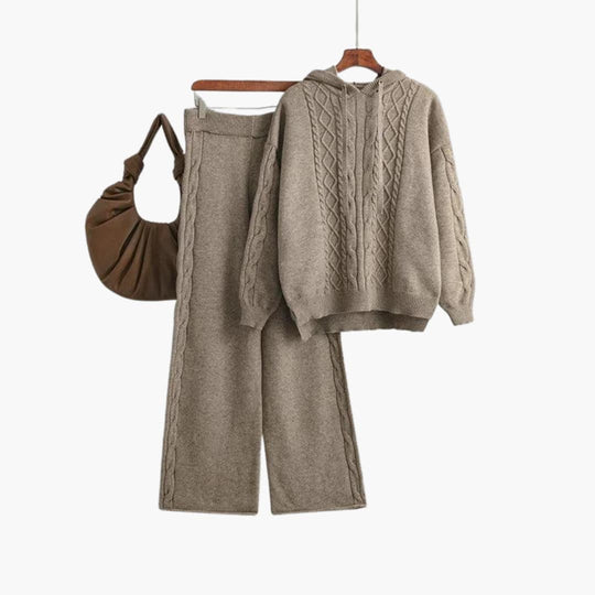 Women’s Lounge Set with Oversized Hoodie and Matching Wide-Leg Trousers