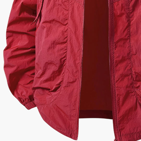 Unisex Windbreaker Jacket with Hood and Zippered Pockets